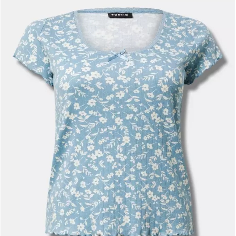 Lace Trim Fitted Scoop Tee By Torrid